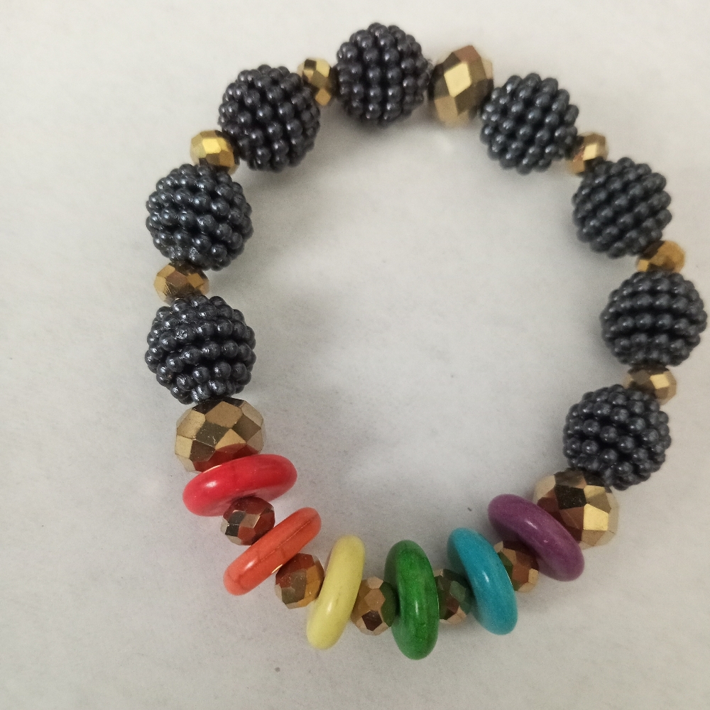 Gemstone rainbow gemstone crystal stretch Bracelet LGBT Pride hand crafted